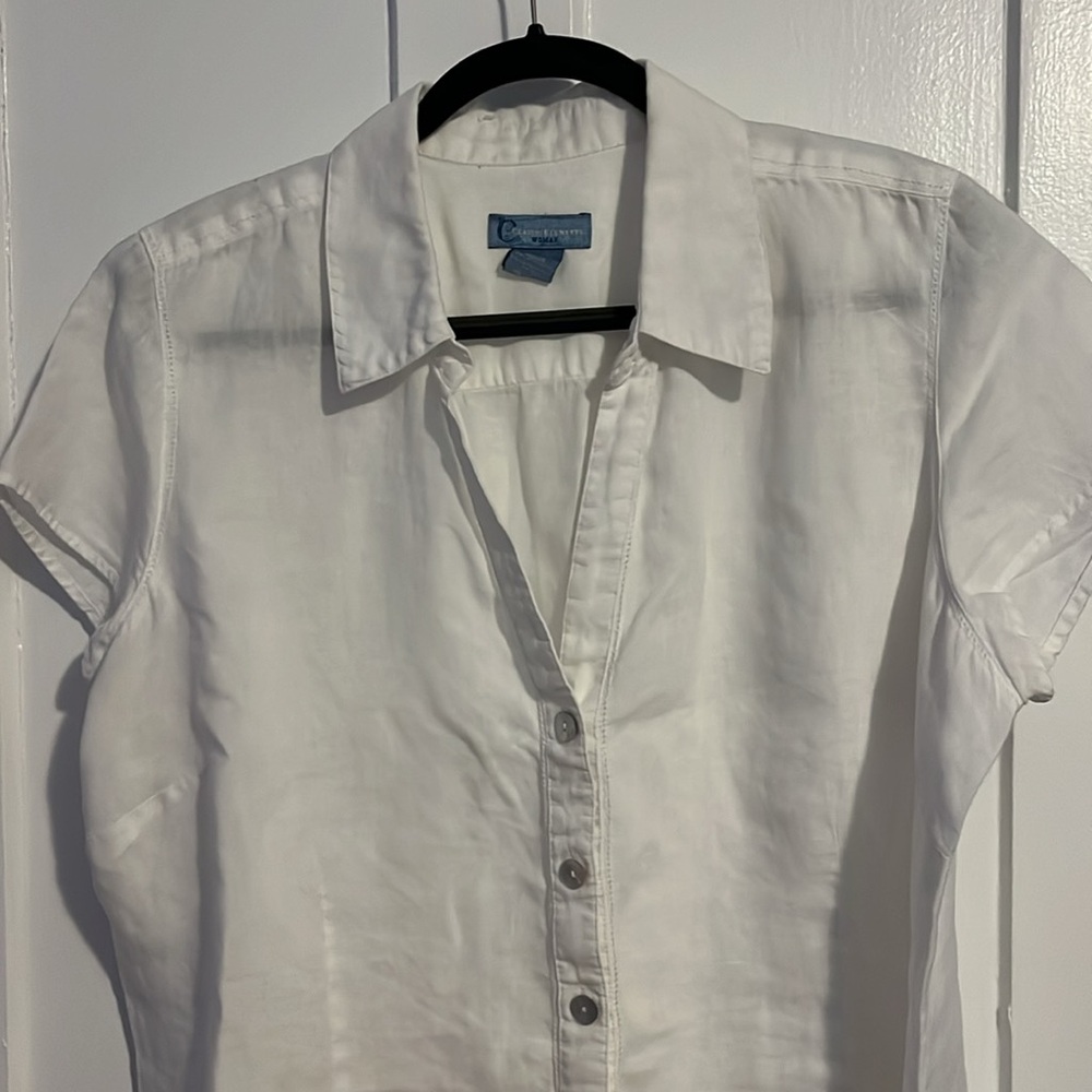 Classic elements women’s white linen short sleeve blouse 16-18w - Picture 2 of 4
